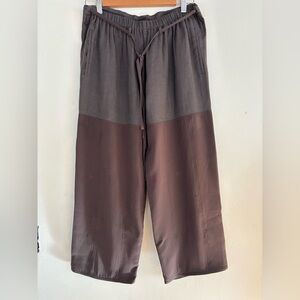 The Row Linen Blend Wide Leg Cropped Culotte Pants Drawstring Waist Small